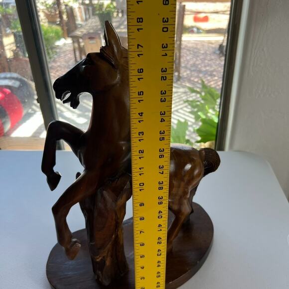 Hand Carved Rearing Stallion Sculpture Solid Wood 18” - Picture 11 of 15
